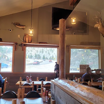 Dining room and mountain windows at Casa Sanchez Bailey