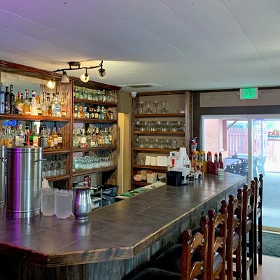 Tequila shelf and bar top at Casa Sanchez Buena Vista