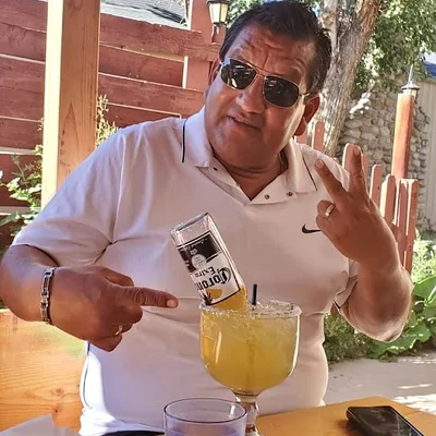 Margarita and chips at a shaded patio table in Buena Vista